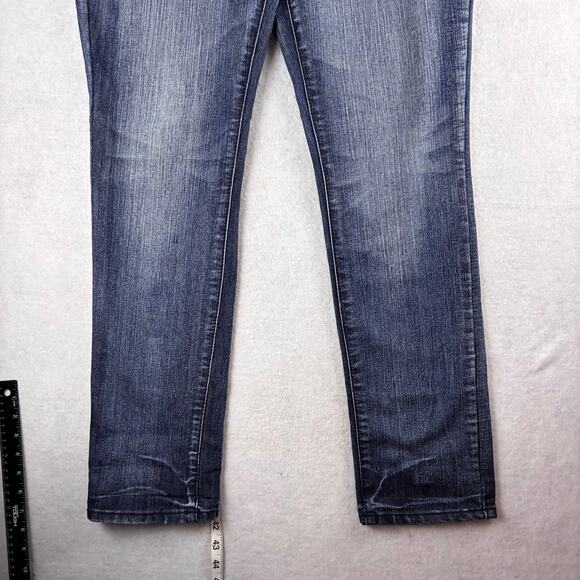 Cato Jeans Women 10 Straight Fading Rhinestones Flat Pocket Bold Topstitch Rodeo - Picture 2 of 16